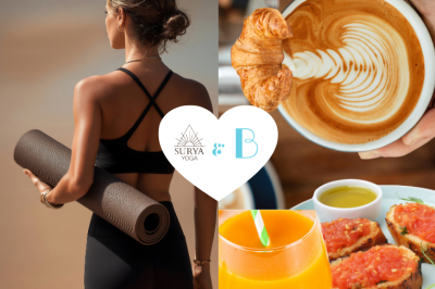 la mas bonita, yoga, desayuno